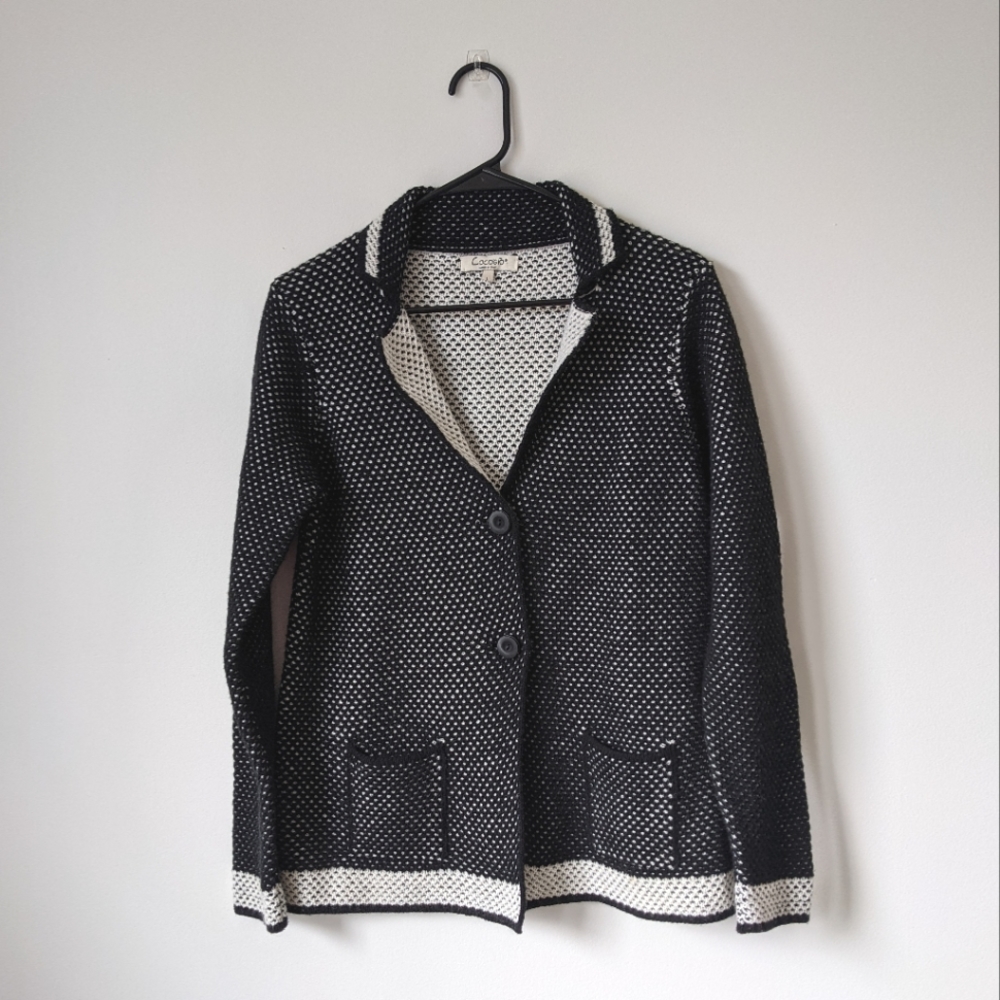 Cocogio Women's Italian Sweater Blazer Black and White Size Large